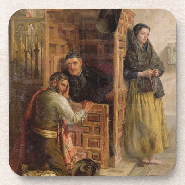 Geständnis, 1862 (Öl auf Leinwand) Untersetzer (Vorderseite)