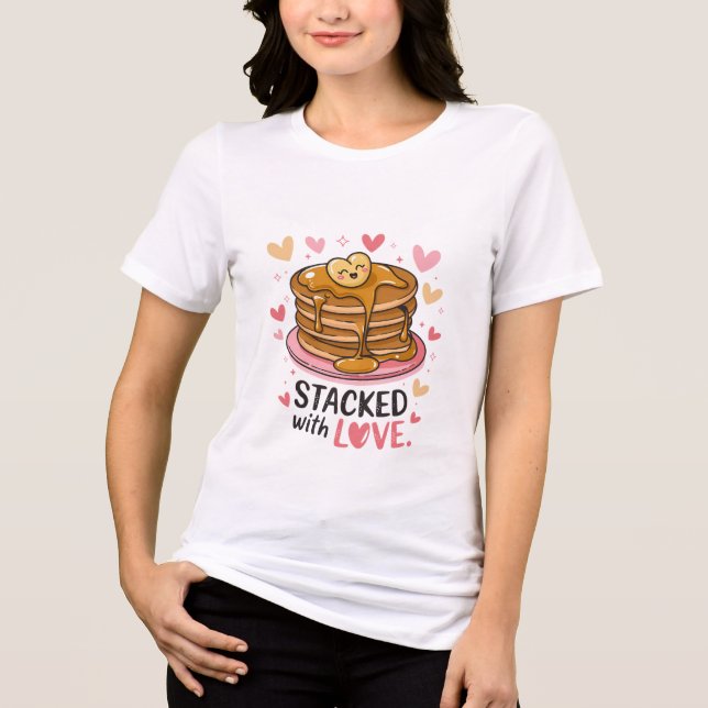 Gestapelt mit Liebe - Adorable Pancake Valentine Tri-Blend Shirt (Vorderseite)