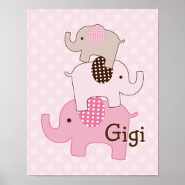 Gestapelte Elefanten mit Polka Dots Art Print Poster