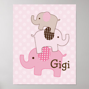 Gestapelte Elefanten mit Polka Dots Art Print Poster