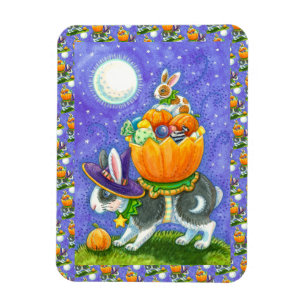 GESTAPELTE HALLOWEEN-KANINCHEN, KANDISMAIS, FARBEN MAGNET
