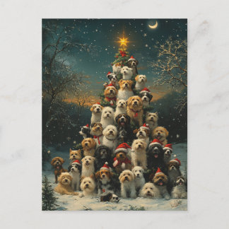 Gestapelte Hunde Weihnachtsbaum Postkarte