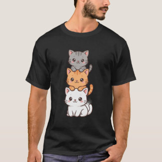 Gestapelte Katzen — Süße Kawaii-Katzen-Turm-Kunst T-Shirt