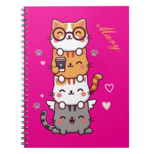 Gestapelte Kugel: Adorable Kitty Tower of Joy! Notizblock