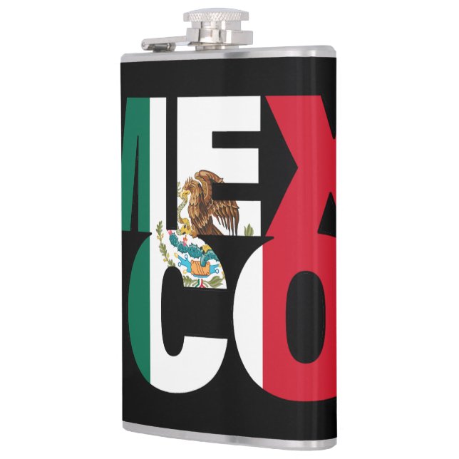 Gestapelte Mexiko Flag Word Art Flachmann (Links)