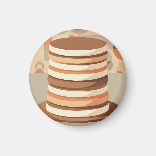 Gestapelte Pfannkuchen Retro Magnet (Vorne)