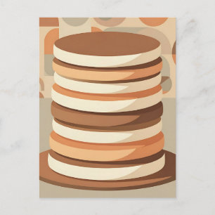 Gestapelte Pfannkuchen Retro Postkarte
