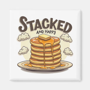Gestapelte und glückliche Pancakes Sirup Delight Magnet