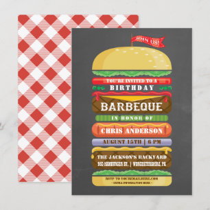 Gestapelter Hamburger Geburtstags-Grillparty-Schie Einladung