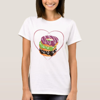 Gestapeltes Donut-Herz-Liebesdesign T-Shirt