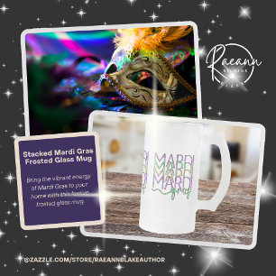 Gestapeltes Mardi Gras Design Frostglas Tasse