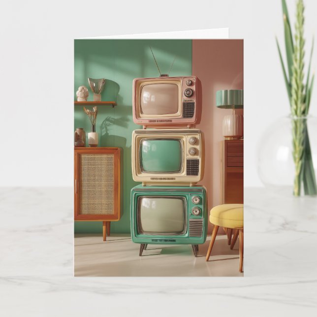 Gestapeltes Retro-Fernsehgeräte-Display Karte (Vorderseite)