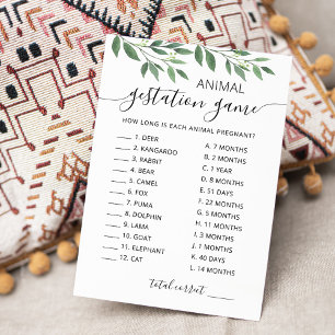 Gestation animale avec réponse Carte Baby shower