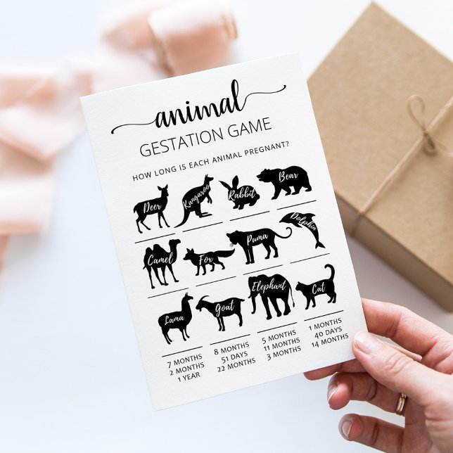 Gestation animale avec réponse Carte Baby shower (Créateur téléchargé)