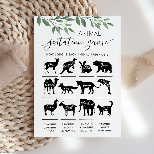 Gestation animale avec réponse Carte Baby shower (Créateur téléchargé)