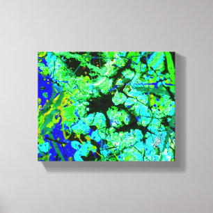 Gestation Grün Blau Abstraktes Spritzbild Leinwanddruck