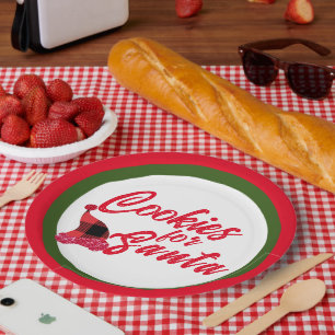 Gestellte Milch und Cookies für Weihnachten Pappteller