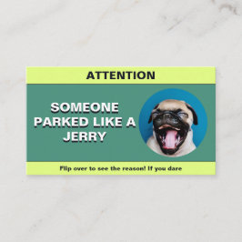 Gestellte Parkplätze wie ein Jerry, witziger Parkp Telefonnummerkarte
