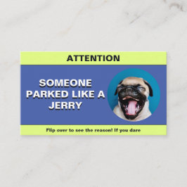 Gestellte Parkplätze wie ein Jerry, witziger Parkp Telefonnummerkarte