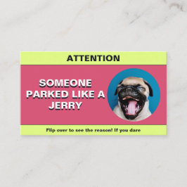 Gestellte Parkplätze wie ein Jerry, witziger Parkp Telefonnummerkarte