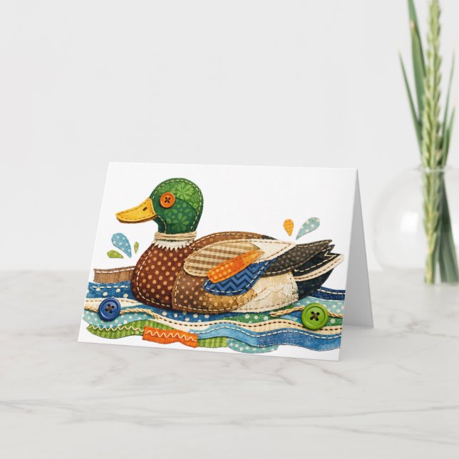Gesteppte Patchwork-Erpel-Ente Karte (Vorderseite)