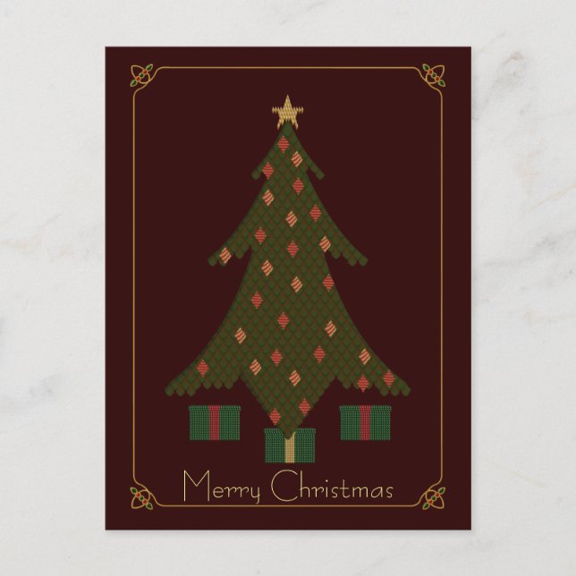 Gesteppte Weihnachtspostkarte Feiertagspostkarte (Vorderseite)