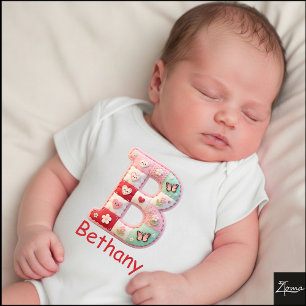 Gesteppter Patchwork-Initialbuchstabe B Kinderzimm Baby Strampler