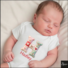 Gesteppter Patchwork-Initialbuchstabe H Kinderzimm Baby Strampler