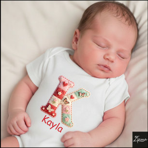 Gesteppter Patchwork-Initialbuchstabe K Kinderzimm Baby Strampler
