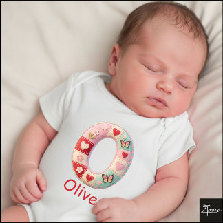 Gesteppter Patchwork-Initialbuchstabe O Kinderzimm Baby Strampler