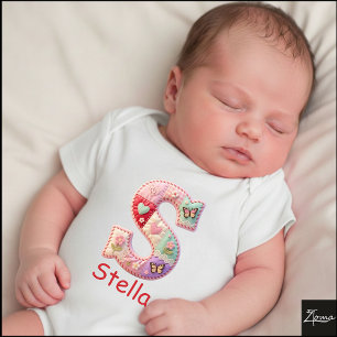 Gesteppter Patchwork-Initialbuchstabe S Kinderzimm Baby Strampler