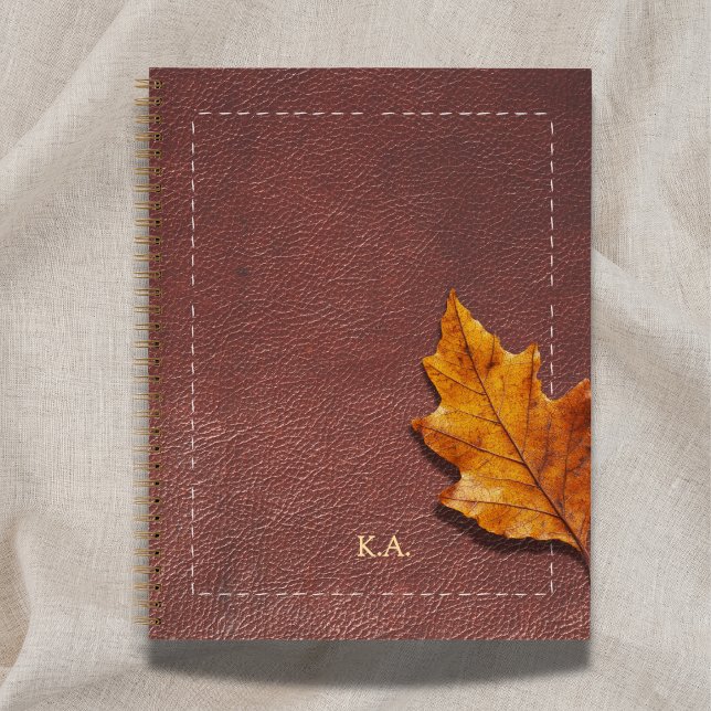 Gestepptes Leder-Look & Herbstblatt Notizbuch (Von Creator hochgeladen)