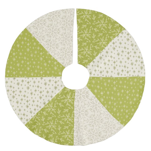 Gestepptes Muster-Grün-weißes Weihnachten Polyester Weihnachtsbaumdecke (Vorderseite)