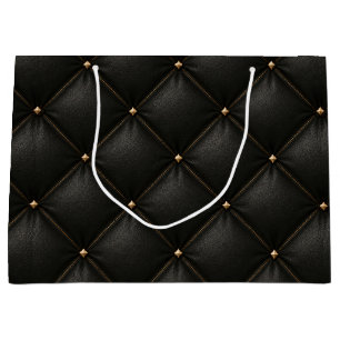 Gestepptes schwarzes Leder mit goldenen Nieten Große Geschenktüte