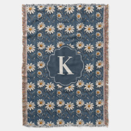 Gestickte Daisy-Denim-Decke | Monogramm Decke