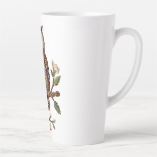 Gestickte Eule auf Ast - Rustikales Naturkunst-Des Milchtasse