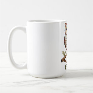 Gestickte Eule auf Ast Rustikales Naturkunst-Desig Kaffeetasse