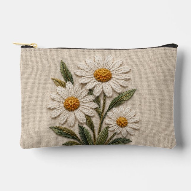 Gestickte Gänseblümchenblüte Zubehörtasche (Vorderseite)