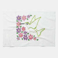Gestickte Kolibri-/Blumen-Tücher