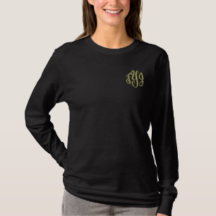 Gestickte Monogramm-Initialen-lange Besticktes Langarmshirt