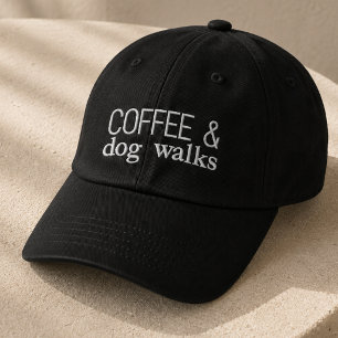 Gestickte Mütze mit Kaffee und Hundespaziergängen Bestickte Baseballkappe