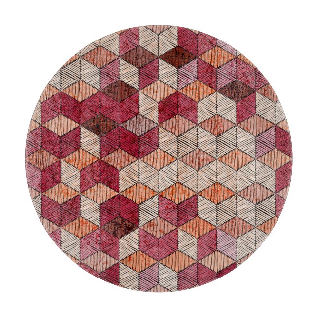 Gestickte Sechsecke: Bohemian-Patchworkdruck. Schneidebrett (Vorderseite)