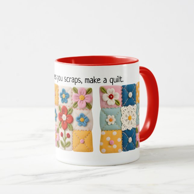 Gestickter Blumen-Patchwork-Quilt-Becher Tasse (VorderseiteRechts)
