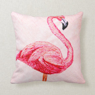 Gestickter Flamingo Kissen