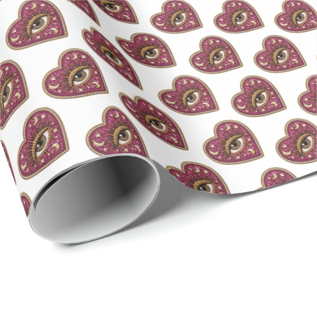 Gesticktes Herz Geschenkpapier (Rolleneckpunkt)