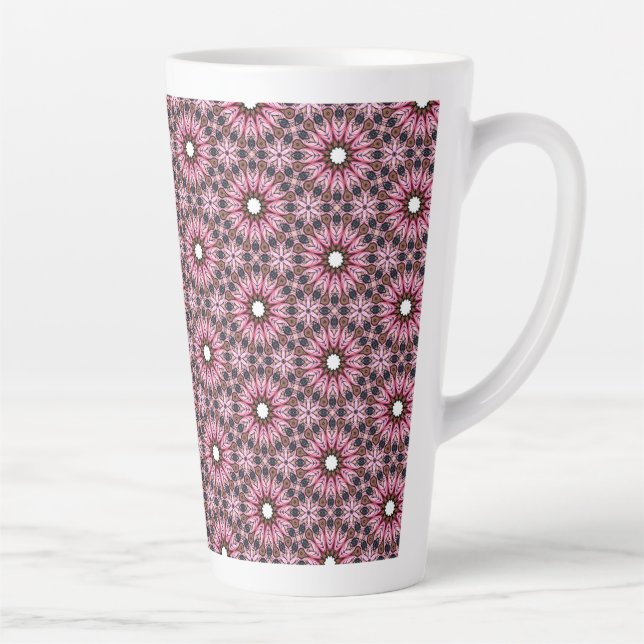 Gesticktes rosa Feder Boho  Milchtasse (Rechts)