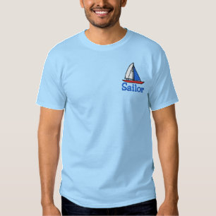 Gesticktes Segelboot-T-Shirt Besticktes T-Shirt