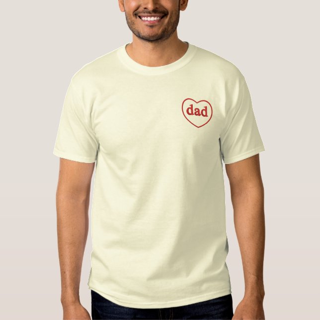 Gesticktes Vater-Herz Besticktes T-Shirt (Vorderseite)