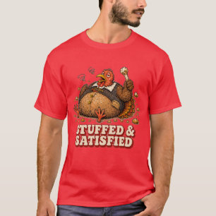 Gestopfter und zufriedener Truthahn Thanksgiving-D T-Shirt