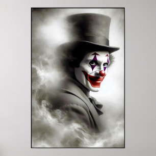 Gestörter Vintage-Clown mit einem finsteren Lächel Poster